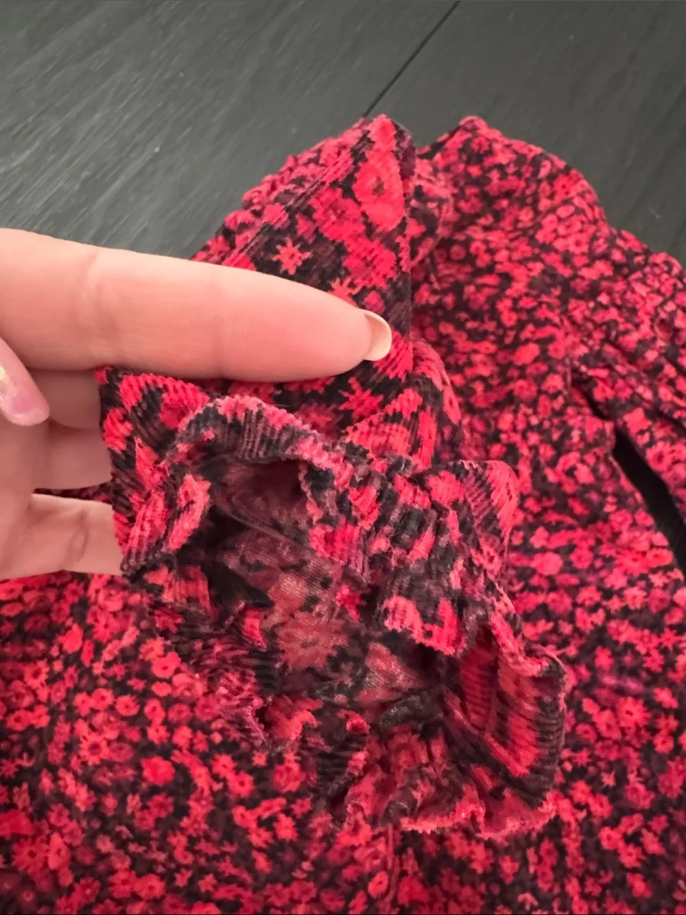 Baby Gap Toddler Girls Red Black Floral Corduroy Dress Years Long Sleeve Size 3T